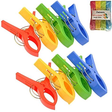 daixers 8pcs 4 7 durable large beach towel clips plastic clothespins clothes pegs pins clothes