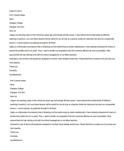 Free 7 Sample Teacher Resignation Letter Templates In Pdf Ms Word Images