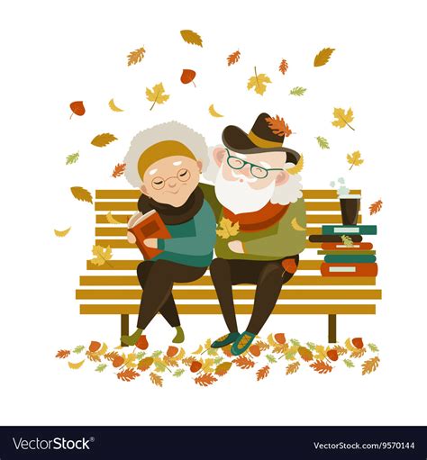 Old Couple In Love Sitting On Bench Royalty Free Vector