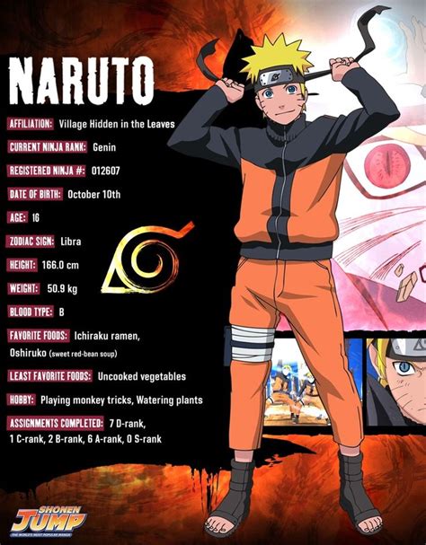 Naruto Character Info Naruto Shippuden Pinterest