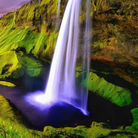 Iceland Waterfall Seljalandsfoss Canvas Large Art Painting Poster