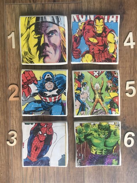 Set Of 4 Coasters Marvel Coasters Avengers Coaster Hulk Etsy
