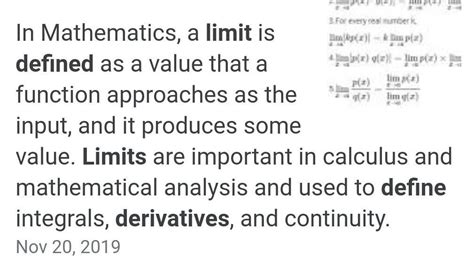 Define Limits And Derivatives Brainly In
