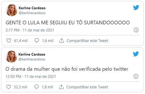 Ex Bbb Kerline Comemora Ao Ser Seguida Por Lula No Twitter Eu Tô