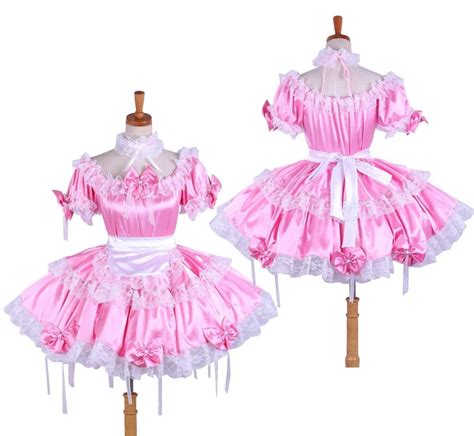forced sissy maid pink lockable shiny satin lockable dress crossdressing vlr eng br