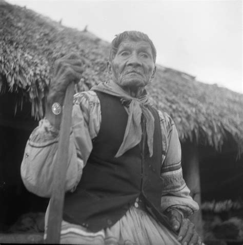 Seminole Indian Charlie Cypress In Front Of A Chickee At Big Cypress