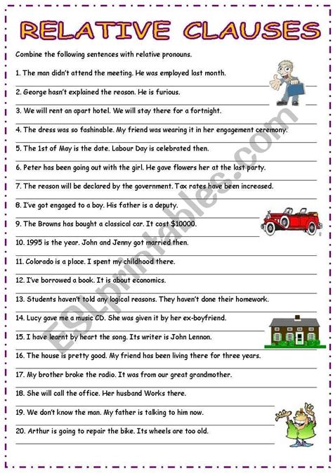 A Worksheet On Relative Clauses Hope You Like It Relative Clauses