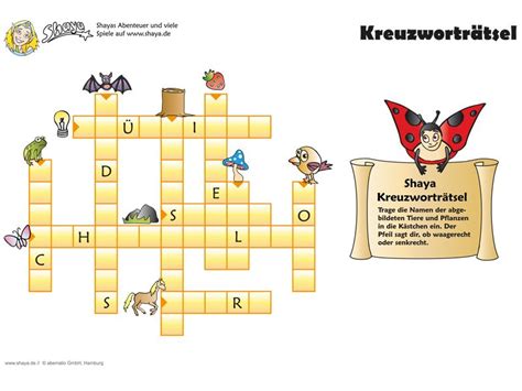 Jetzt material & übungen gratis downloaden! Shaya Kreuzworträtsel für Kinder #printable #kids ...