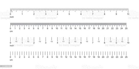 Ruler Set Inch And Metric Measuring Tools Vector 10 Inches 25 Cm Stock