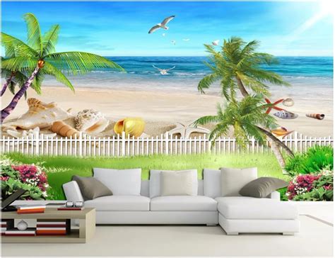 Buy Custom Mural Photo 3d Wallpaper Ocean Beach With