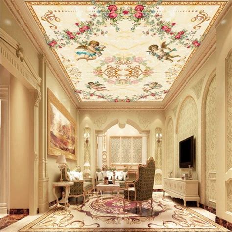 At affordable prices, our selection of ceiling wallpapers is ready to be shipped to the u.s. 3D Romantic European Design Ceiling Wallpaper Mural Angels ...