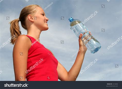 Beautiful Woman Bottle Mineral Water Stock Photo 1614246 Shutterstock