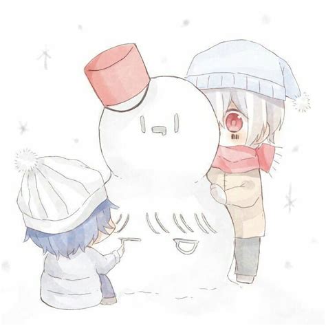 Lets Building A Snowman Chibi Boy Kawaii Chibi Cute Chibi Kawaii
