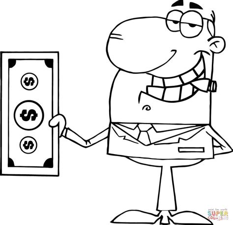 These pages may not be reproduced on another website, in print, on disc, etc. Businessman Shows a Big Dollar coloring page | Free ...