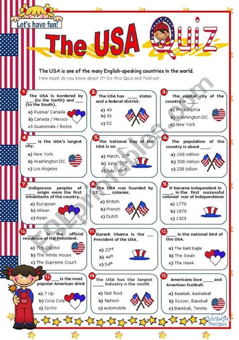 Printable states and capitals european countries and capitals tony kornheiser goes full rain man 3 ways to memorize the state capitals world capitals full photos. The USA Quiz worksheet | Worksheets for kids, Quiz ...