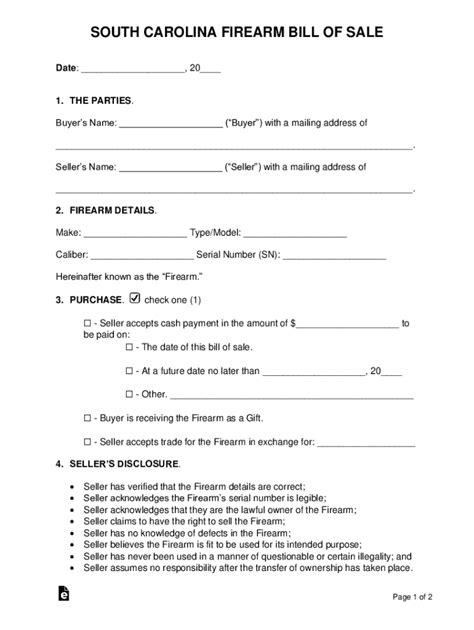 South Carolina Bill Of Sale Form Pdf Template Fill Out And Sign