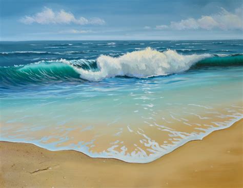 Rolling Ocean Waves Seascape Oil Painting