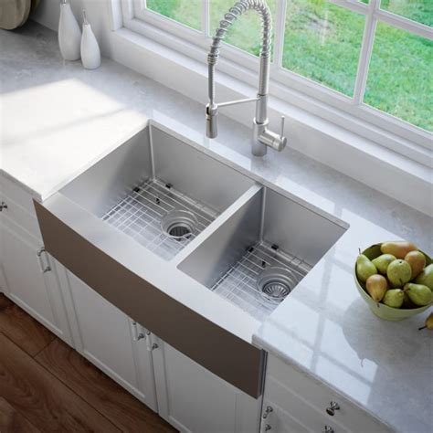 Kraus Khf20333 33 Inch Farmhouse 6040 Double Bowl Kitchen Sink With 16