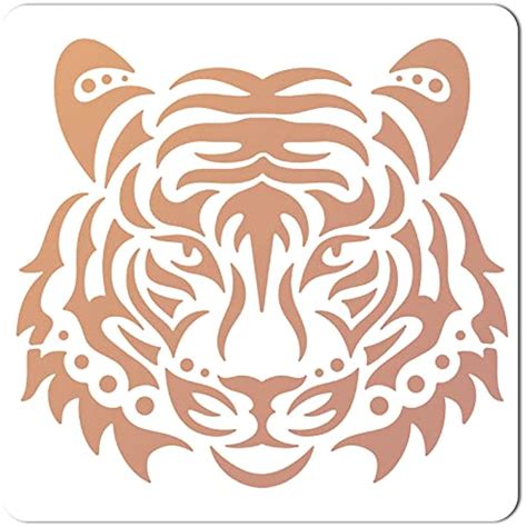 Large Tiger Head Stencils 12x12 Inch Reusable Animal Stencil Template
