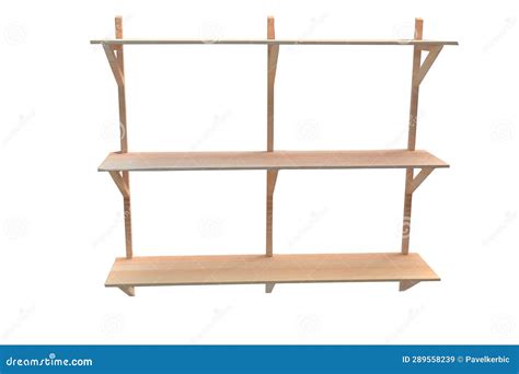 3d Illustration Wooden Book Shelf In Front View With Bright Wood Stock