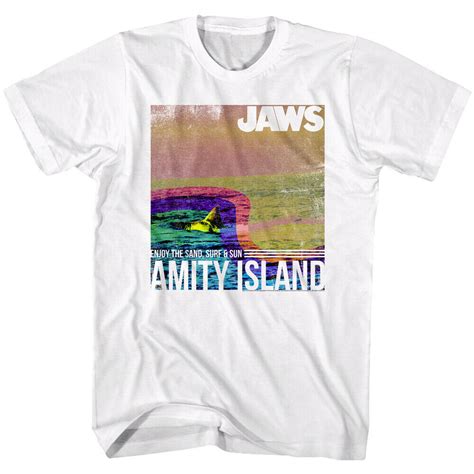 Jaws Shark Retro Amity Island T Shirt Mens Societees