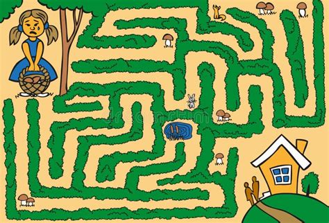 Maze Girl Lost In Woods Stock Vector Image 54846196