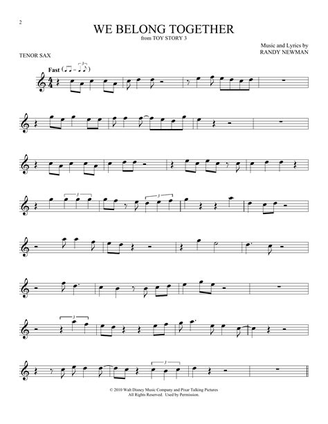 We Belong Together From Toy Story 3 Sheet Music Randy Newman