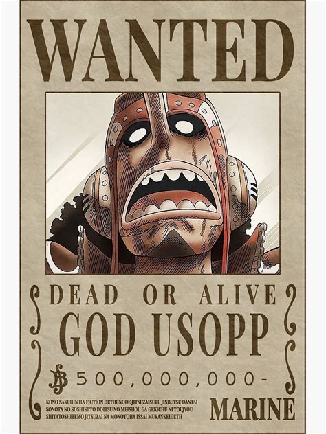 Usopp Wanted Poster Post Wano Updated Bounty Poster Premium Matte Vertical Poster Sold By Clean