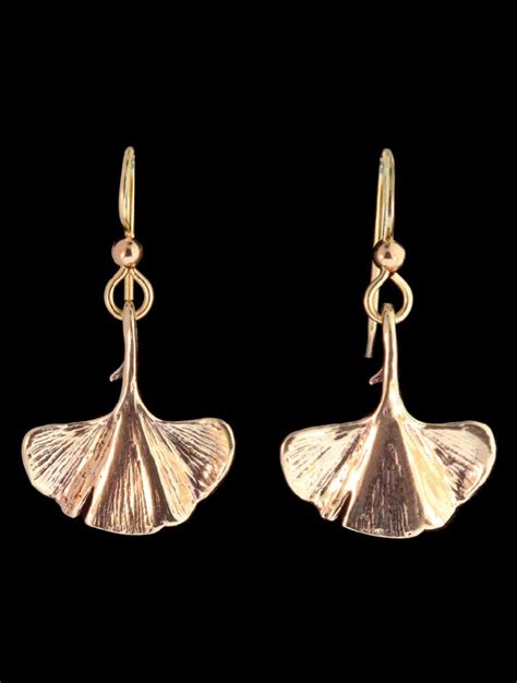 Ginkgo Leaf Earrings Gold Ginkgo Leaf Jewelry 14k Gold Leaf Etsy