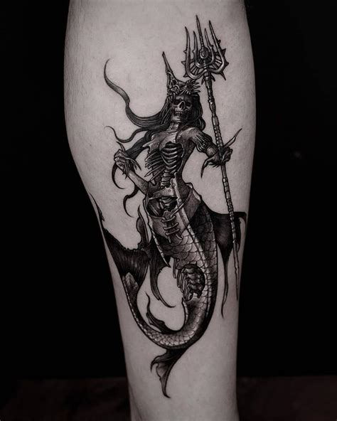 posseidon tattoo siren tattoo kraken tattoo trident tattoo leg tattoos body art tattoos