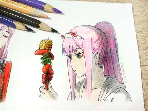Zero Two Darling In The Franxx With Pencils ~ How To Draw With Me Easy