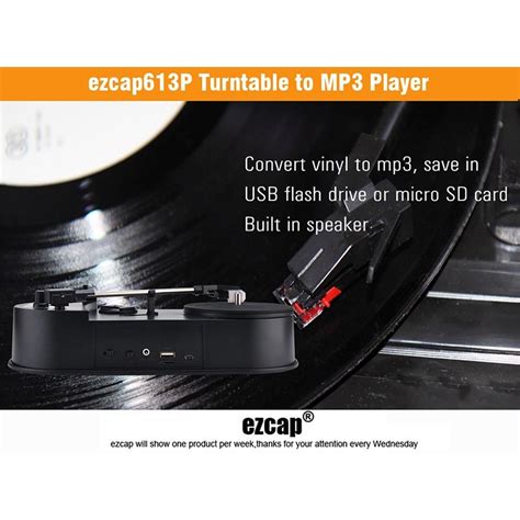 Ezcap 613p Mini Vinyl Record Player With Turntable To Mp3 Converter