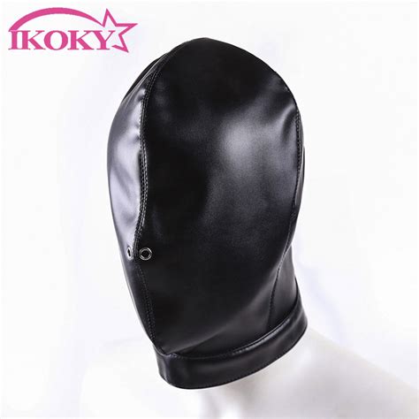 Ikoky Sex Head Mask Sm Bondage Cosplay Restraints Adult Games Fully Enclosed Hood Mask Erotic