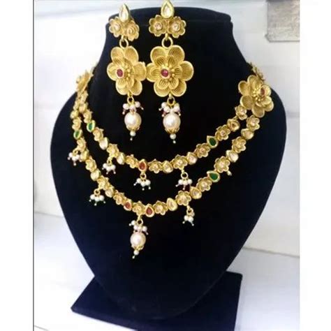 brass base wedding wear artificial necklace set at rs 2300 set in navi