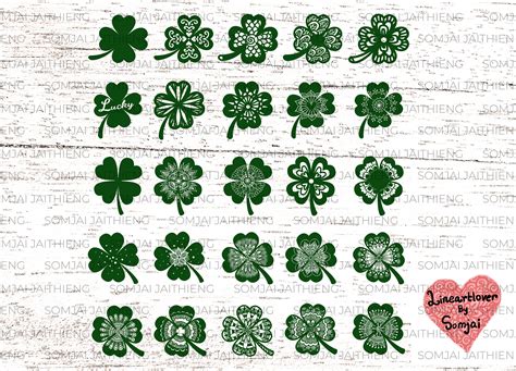 25 Clover Leaf Designs Svg Mandala Leaf Svg 4 Leafs Clover Etsy