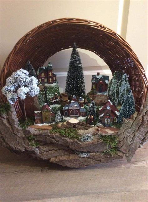 kerstboom mand boomschors huisjes enz kerst dorpen kerst ideeën kerst