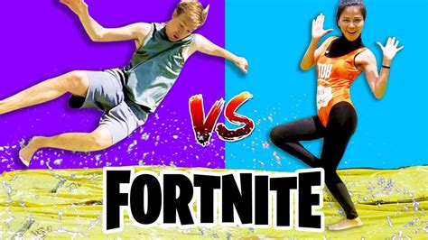 Water Slide Fortnite Dance Yoga Challenge In Real Life All New Dances Vs Chad Wild Clay