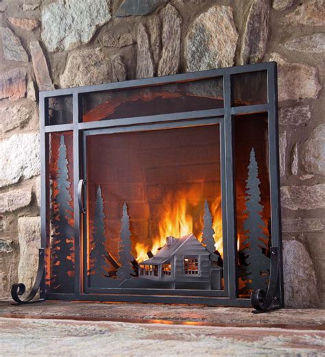 Mountain Cabin Fire Screen With Door All Fireplace Screens