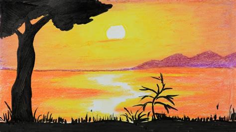 How To Draw A Sunset With Pencil Step By Step At Drawing Tutorials