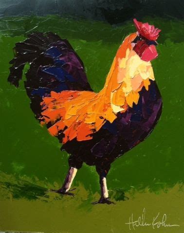 Halliekohnart Com 110 00 Rooster Palette Knife Painting 8x10 Oil