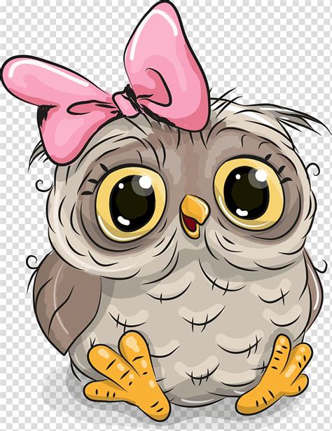 Owl Cartoon Illustration Illustration Cute Owl Baby Owl With Pink Bow