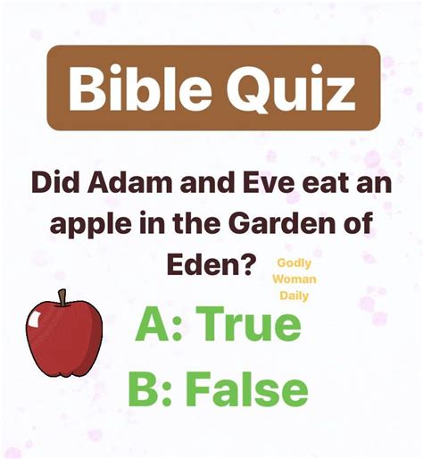Did Adam And Eve Eat An Apple In The Garden Of Eden Bible Quiz