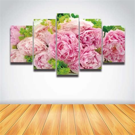 Printed Pink Peonies Flower Painting On Canvas Modern Wall Picture For