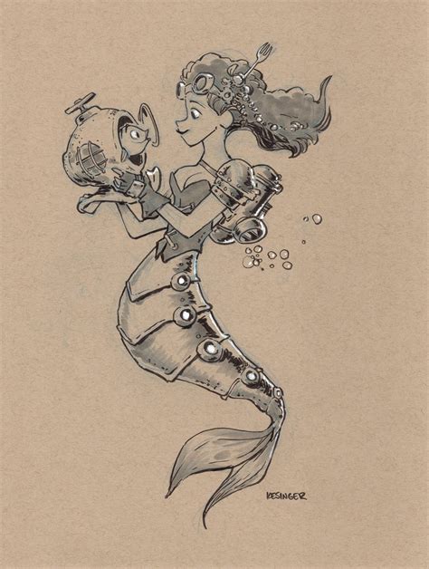 Steampunk Mermaid Original Art — Brian Kesinger