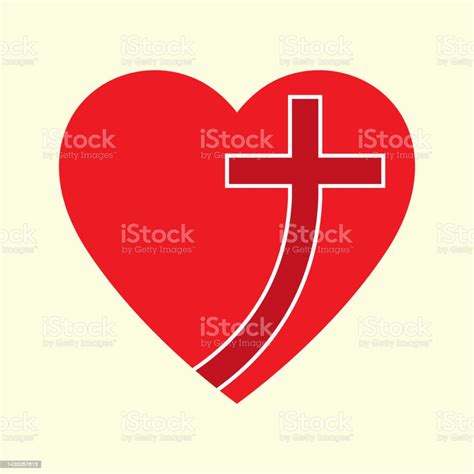 Ikon Salib Kristen Di Dalam Hati Yesus Mengasihi Simbol Simbol Cinta