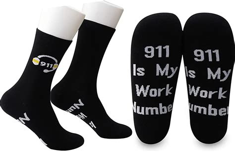 Pofull 2 Pairs Funny 911 Dispatcher Ts 911 Is My Work Number Socks