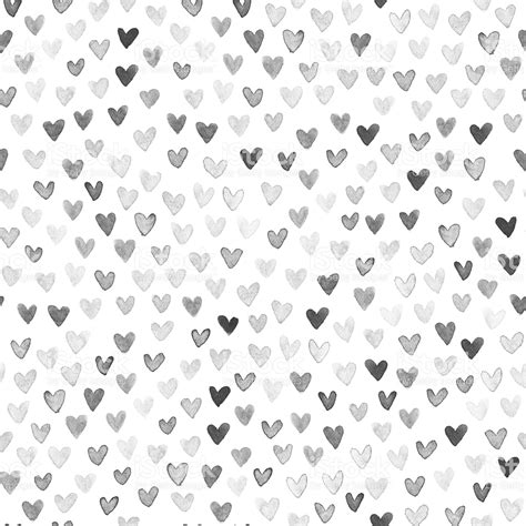 Watercolor Painted Uneven Imperfect Monochromatic Hearts Isolated On