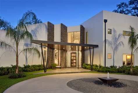 Modern Home with Stone Walls - Contemporary - Exterior ...