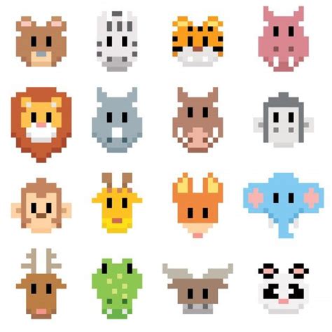 Animal Cartoon Pixel Art Easy Pixel Art Pixel Art Pixel Art Templates