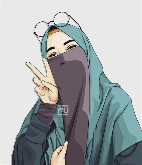 1000 Gambar Kartun Muslimah Cantik Bercadar Kacamata Comel Gambar Viral Hd